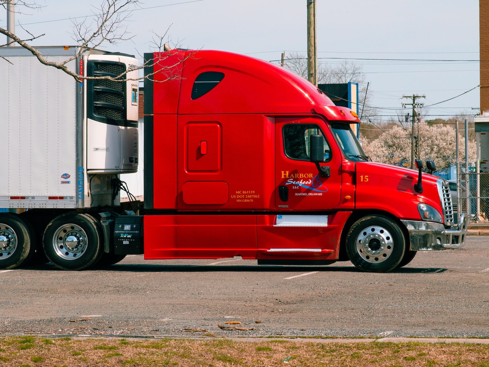 red and white truck on road during daytime